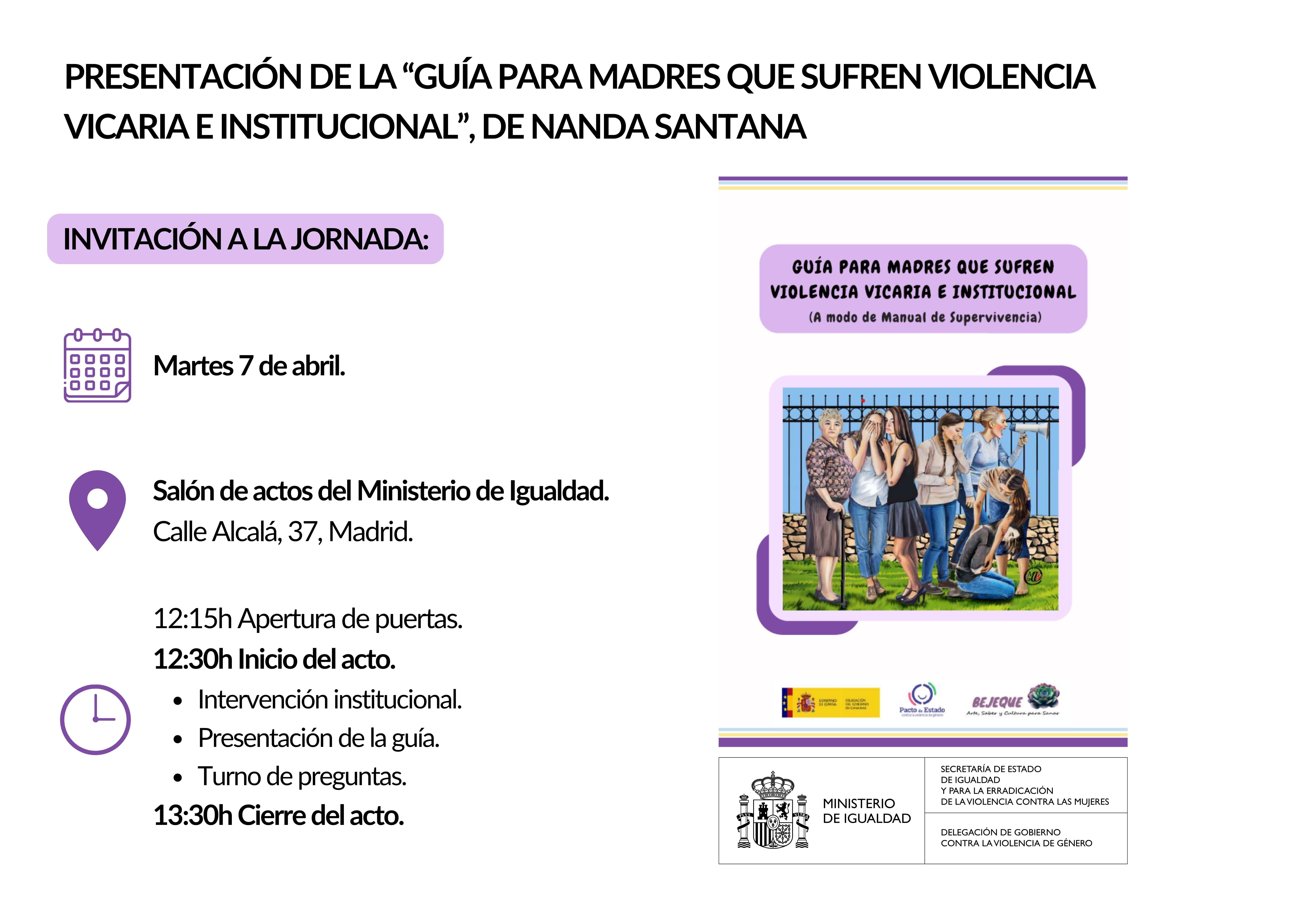 Portada: “GUÍA PARA MADRES QUE SUFREN VIOLENCIA VICARIA E INSTITUCIONAL”.