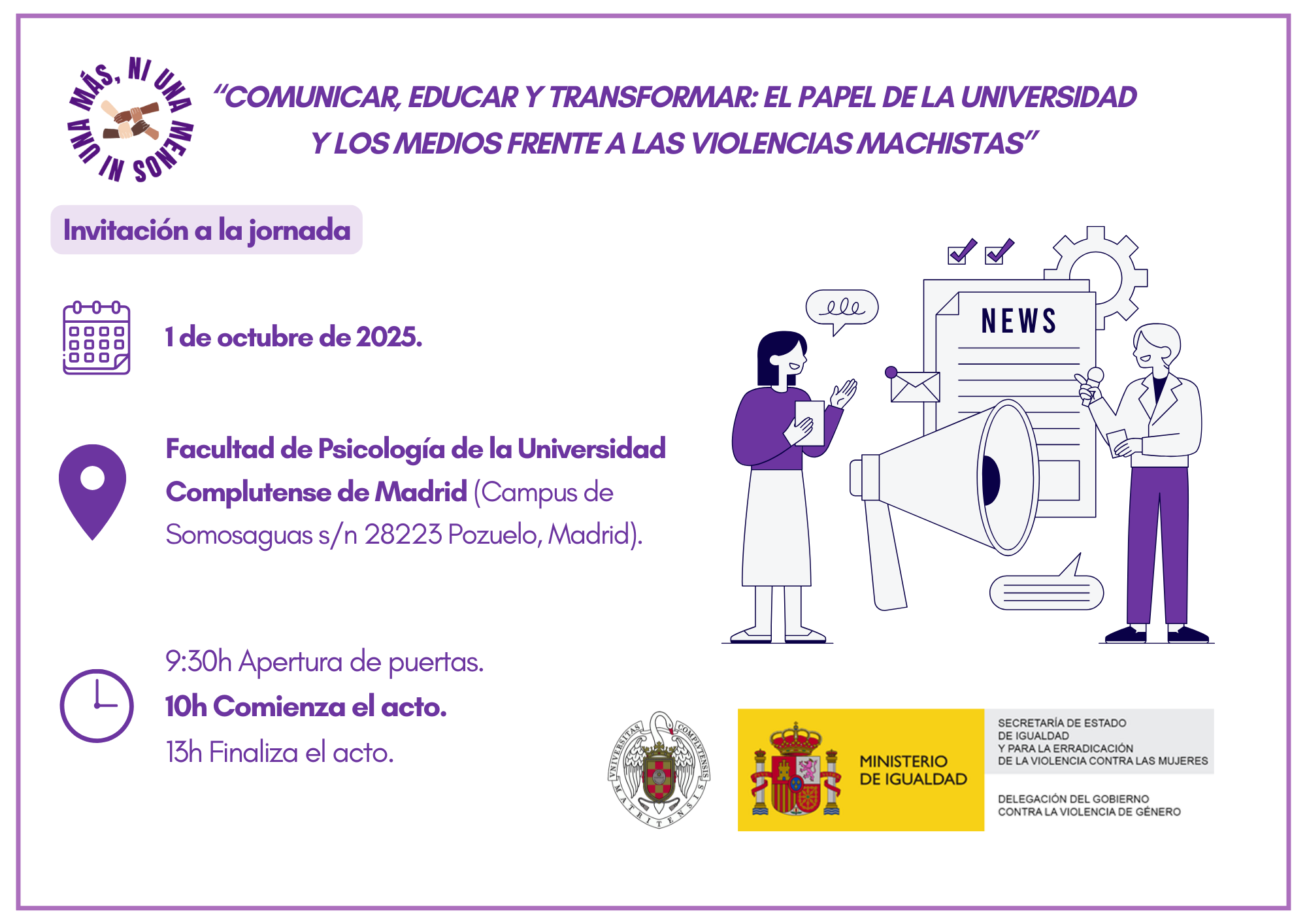 Portada: COMUNICAR, EDUCAR Y TRANSFORMAR: EL PAPEL DE LA UNIVERSIDAD Y LOS MEDIOS FRENTE A LAS VIOLENCIAS MACHISTAS.